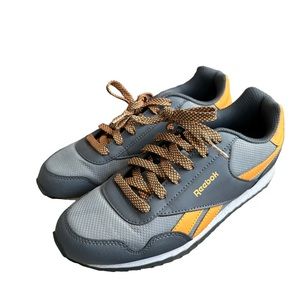 Reebok Boys Grey and Yellow Lace up Sneaker Size 5Y